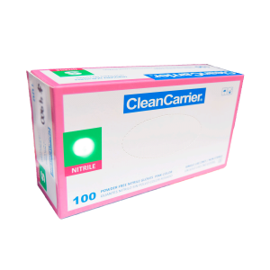 Guantes de Nitrilo Rosado Talla M CleanCarrier (100 unidades)