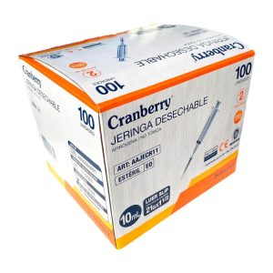 Jeringa 10ml 21gx1 1/2 con slip +aguja (100 unidades)