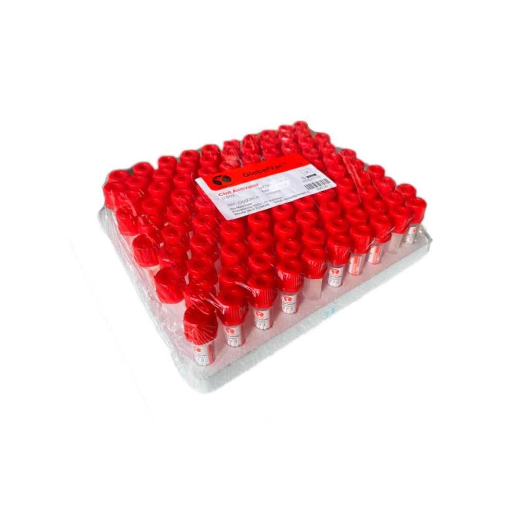 Tubo Rojo, act. coagu. 0.5 ml, 10x45mm, Globalvac (100 und)