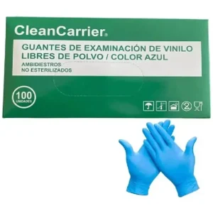 Guantes Vinilo Talla M azul (100 unidades) Cleancarrier